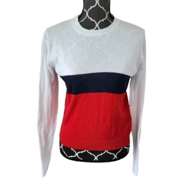 Brandy Melville red white and blue colorblock sweater - Picture 2 of 7